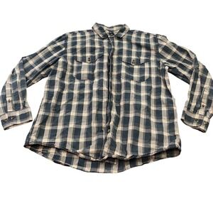 Filson Button Down Shirt Mens XL Blue White Plaid Cotton Long Sleeve FCOOP005008